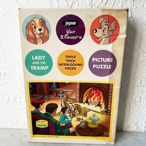 Vintage 1950s Lady and the Tramp Kids Puzzle 60+ Pieces Jaymar - Complete